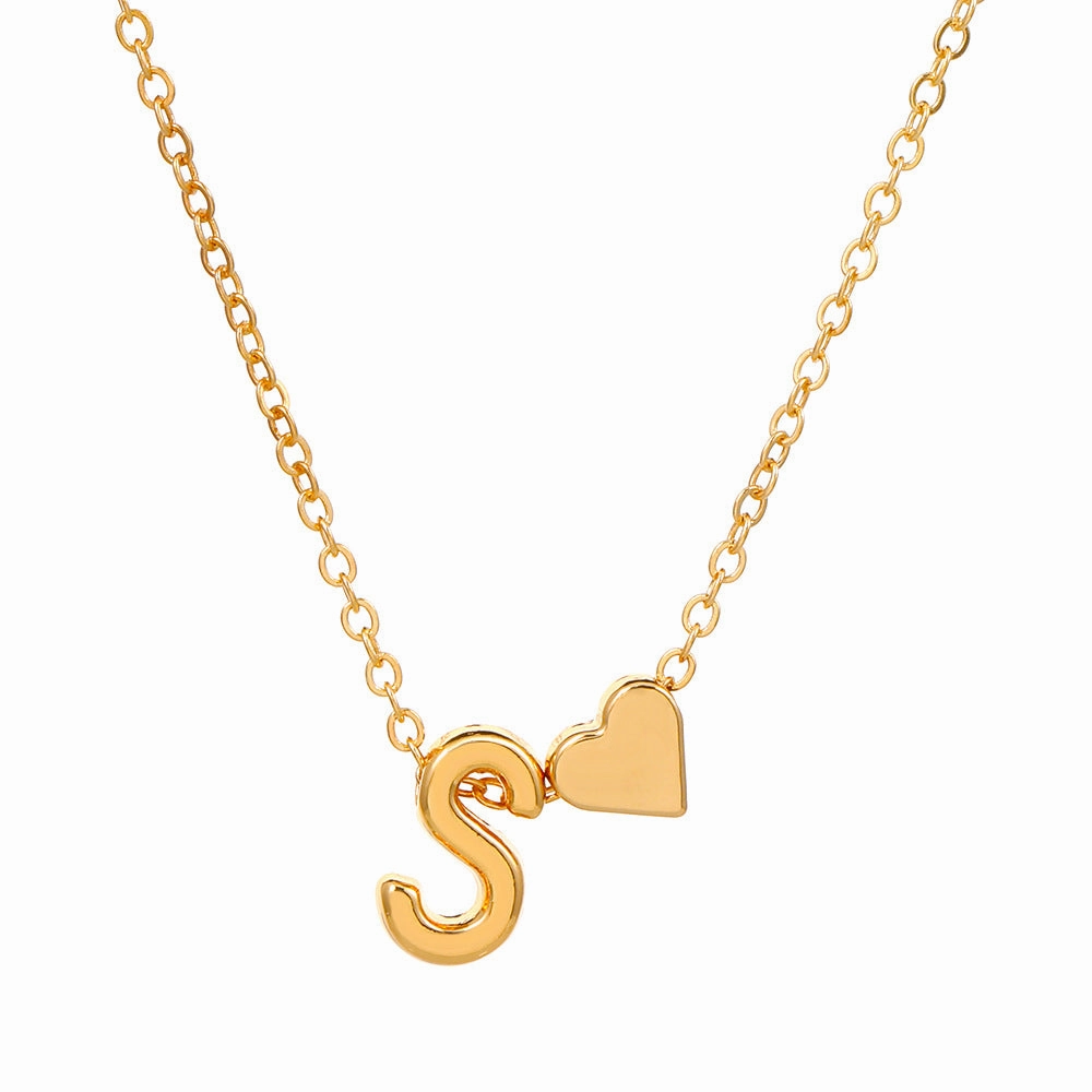 Wholesale love 26 English letters creative heart-shaped short clavicle chain