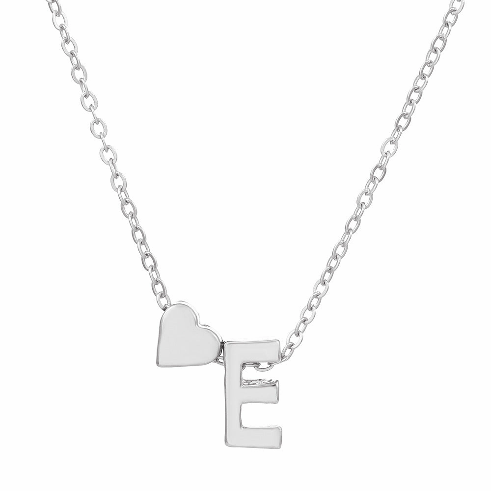 Wholesale love 26 English letters creative heart-shaped short clavicle chain