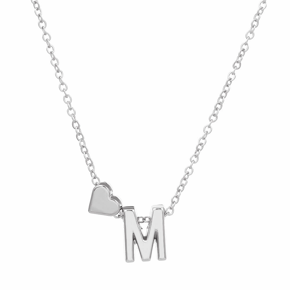 Wholesale love 26 English letters creative heart-shaped short clavicle chain