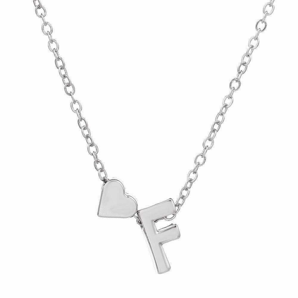 Wholesale love 26 English letters creative heart-shaped short clavicle chain