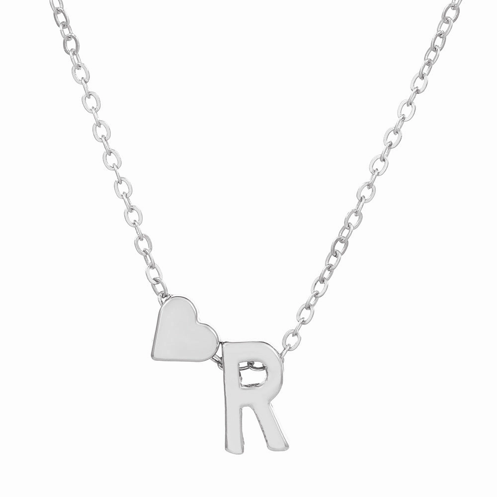 Wholesale love 26 English letters creative heart-shaped short clavicle chain
