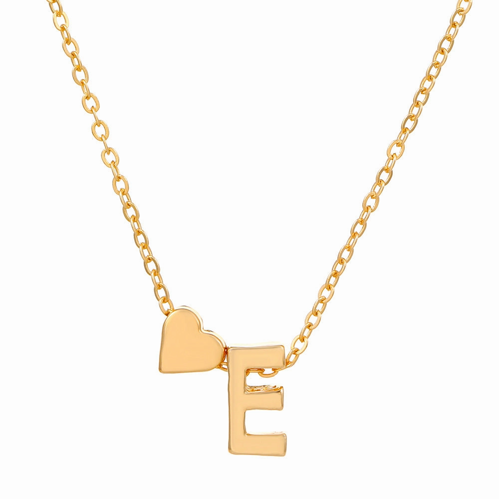 Wholesale love 26 English letters creative heart-shaped short clavicle chain