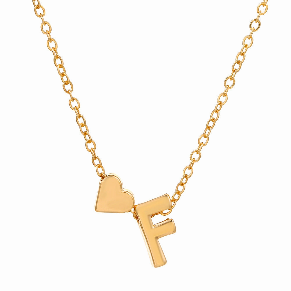 Wholesale love 26 English letters creative heart-shaped short clavicle chain