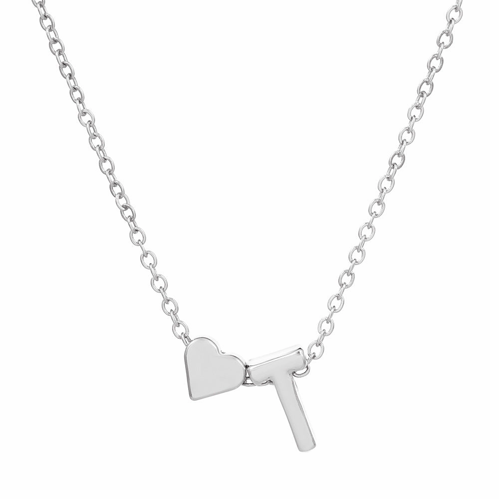 Wholesale love 26 English letters creative heart-shaped short clavicle chain