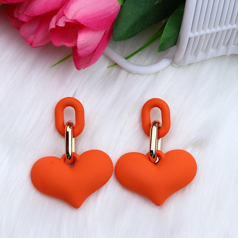 Wholesale Love Acrylic Simple Gold Buckle Chain Earrings