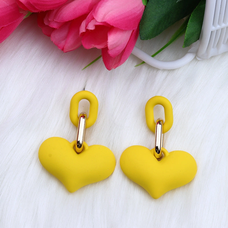 Wholesale Love Acrylic Simple Gold Buckle Chain Earrings