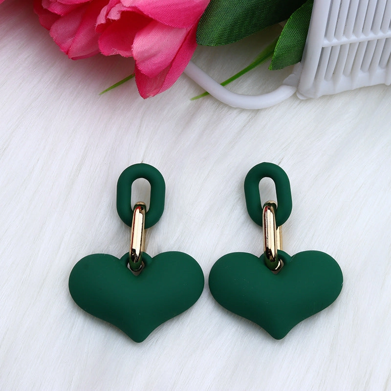 Wholesale Love Acrylic Simple Gold Buckle Chain Earrings