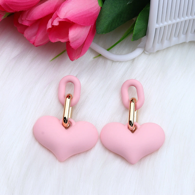 Wholesale Love Acrylic Simple Gold Buckle Chain Earrings