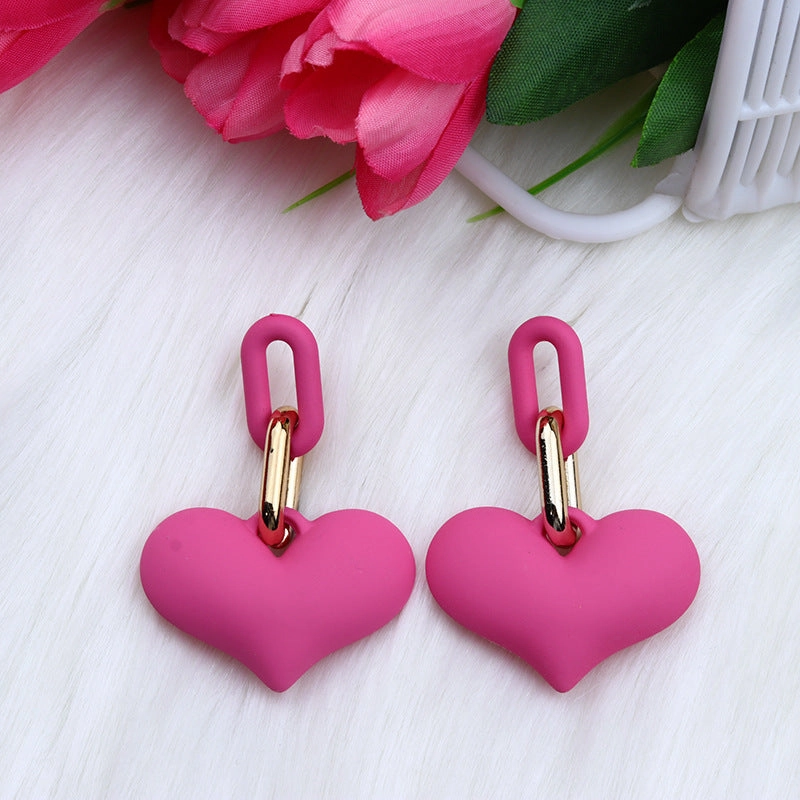 Wholesale Love Acrylic Simple Gold Buckle Chain Earrings