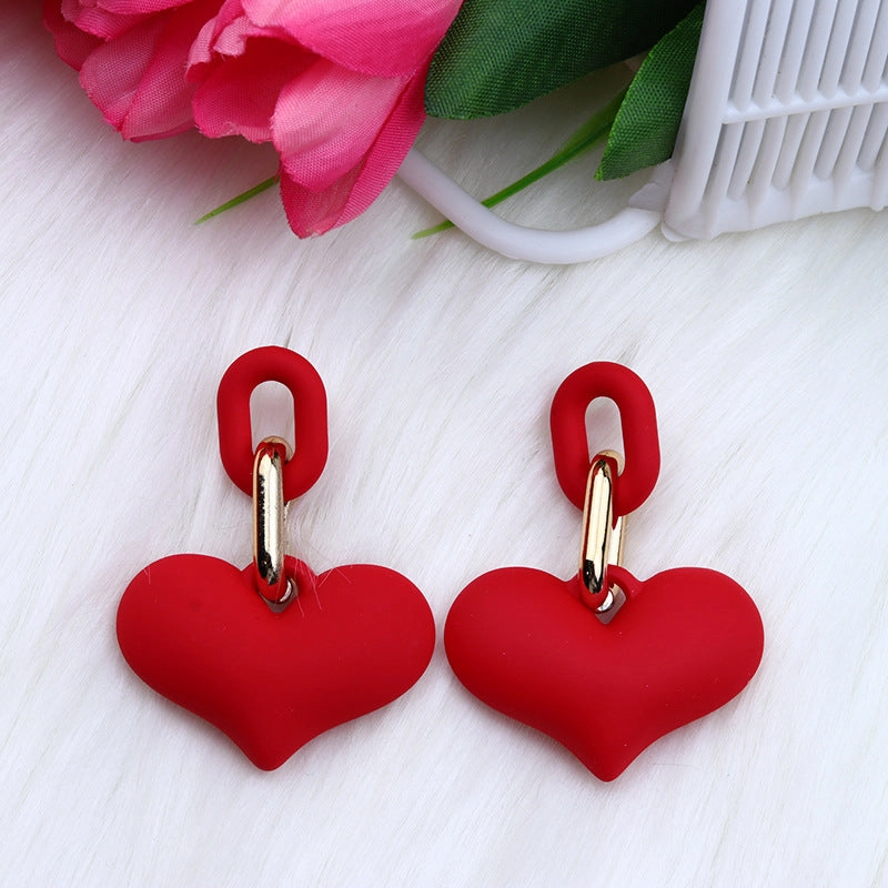 Wholesale Love Acrylic Simple Gold Buckle Chain Earrings