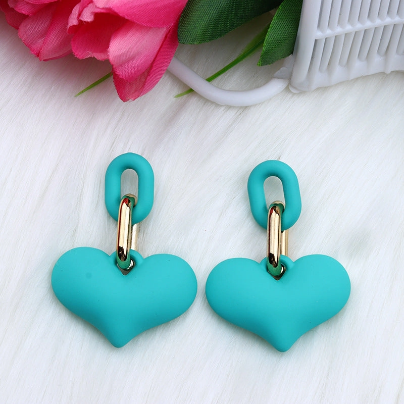 Wholesale Love Acrylic Simple Gold Buckle Chain Earrings