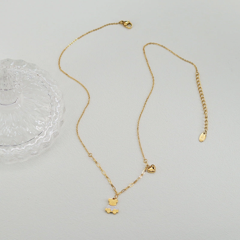 Wholesale Love Bear Stitching Titanium Steel Necklaces
