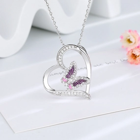 Wholesale Love Butterfly Diamond Bronze Necklaces