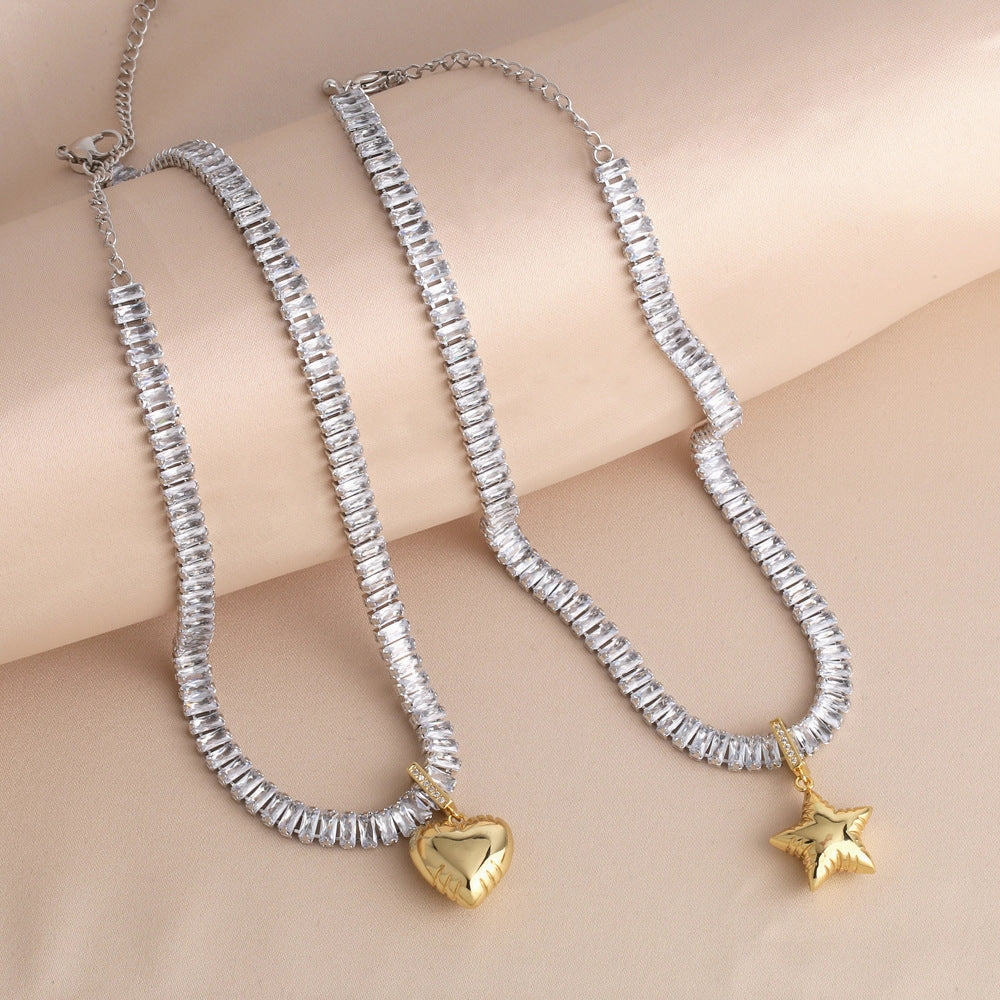 Wholesale Love Copper Plated 18k Gold Vintage Star Necklace