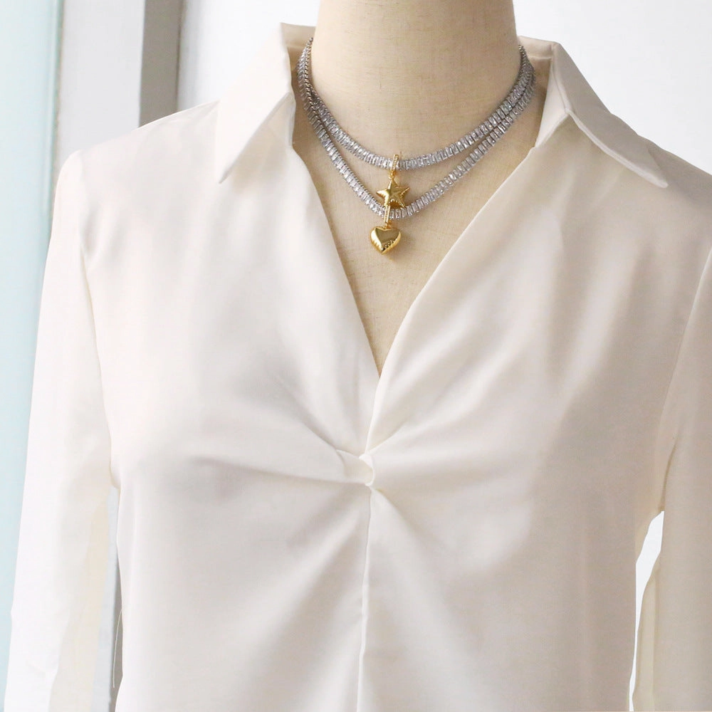 Wholesale Love Copper Plated 18k Gold Vintage Star Necklace