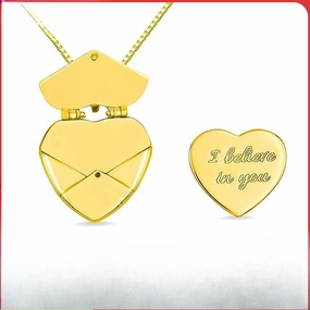Wholesale Love Envelope Personalized DIY Engraving Openable Smooth Magnetic Heart-Shaped Necklaces