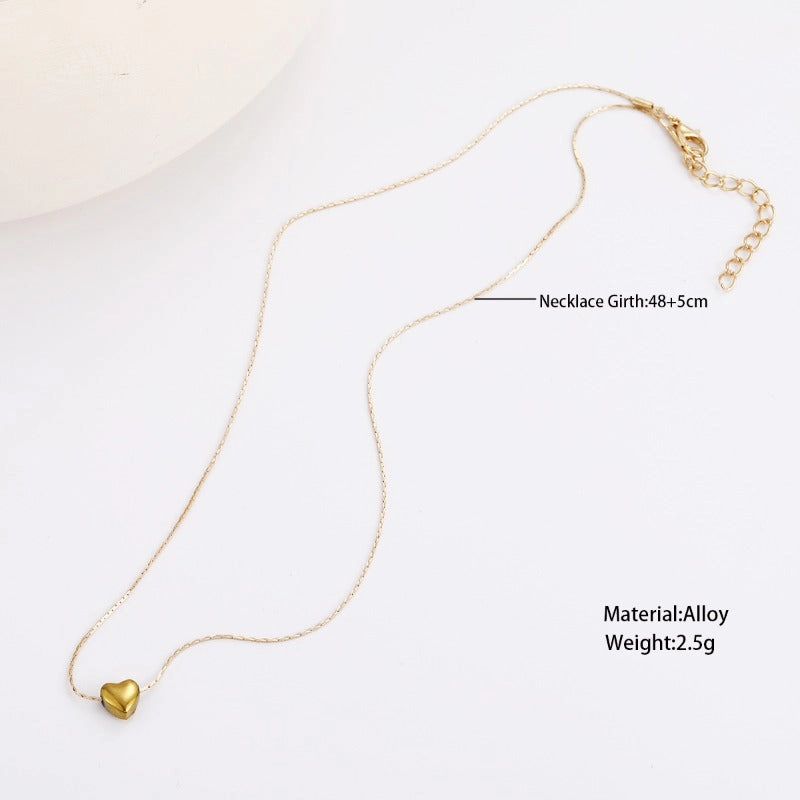 Wholesale Love Heart Gold Cold Style Temperament Niche Design Sense Female Simple Necklaces
