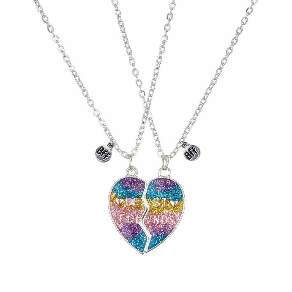 Wholesale Love Heart Gradient Drip Oil Magnet Pendant Necklaces