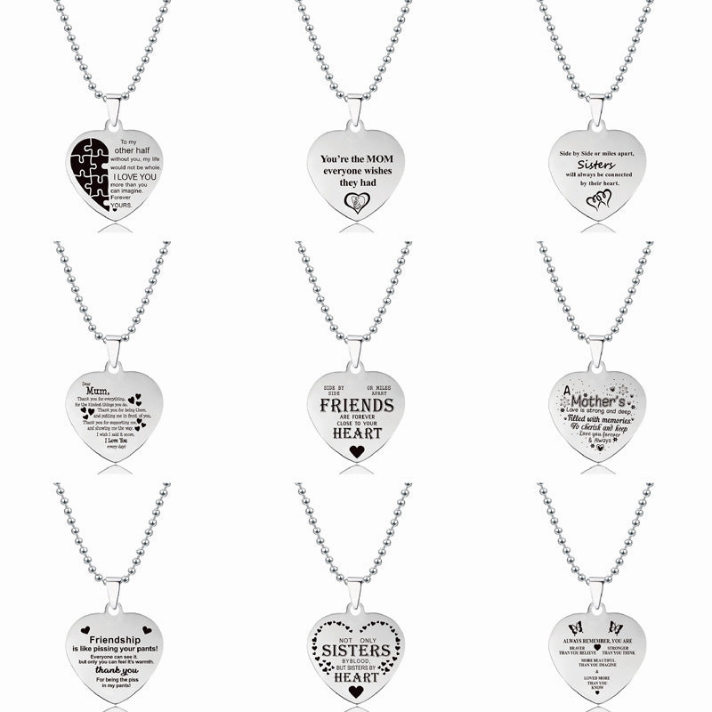 Wholesale Love Heart Stainless Steel Pendant Titanium Steel Necklaces