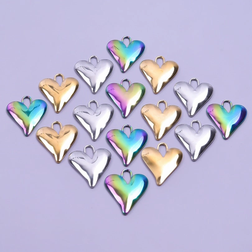 Wholesale Love Heart Steel Gold Titanium Steel Colorful Pendant Accessories
