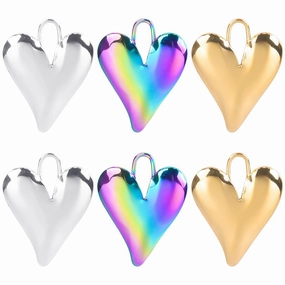 Wholesale Love Heart Steel Gold Titanium Steel Colorful Pendant Accessories