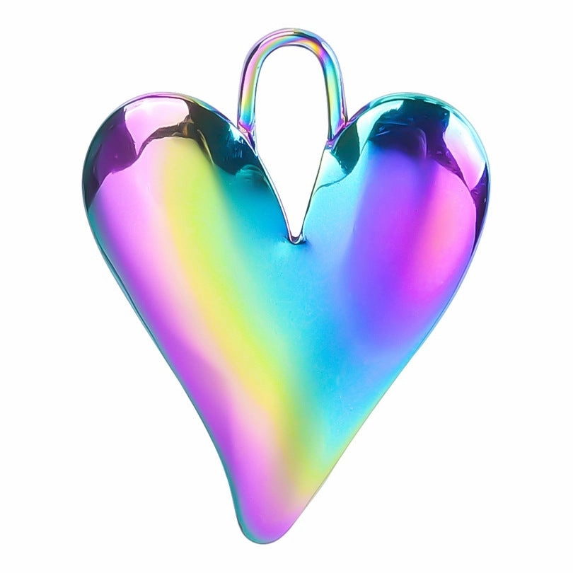 Wholesale Love Heart Steel Gold Titanium Steel Colorful Pendant Accessories