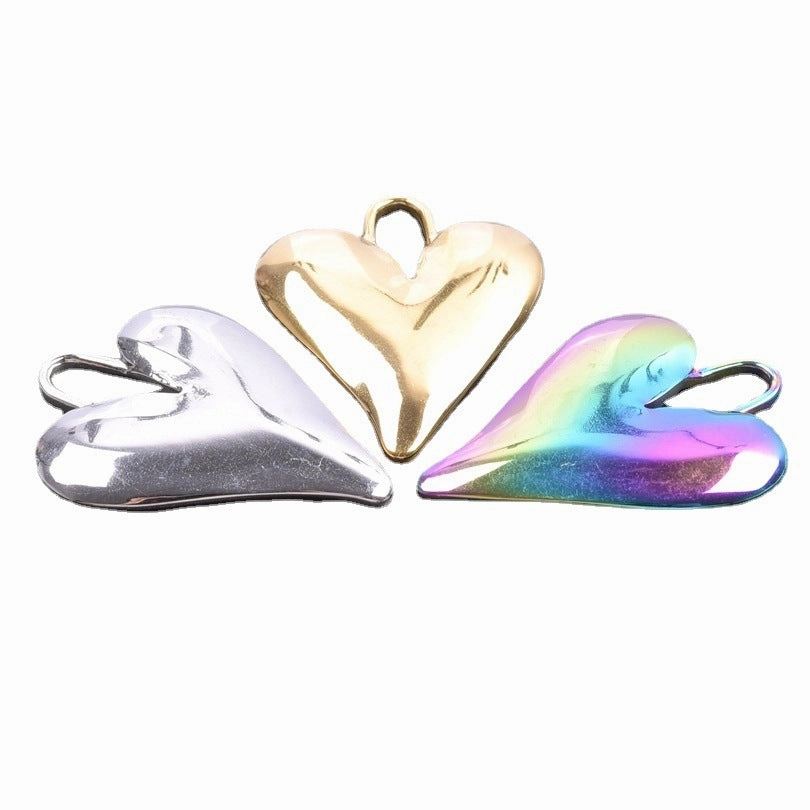 Wholesale Love Heart Steel Gold Titanium Steel Colorful Pendant Accessories