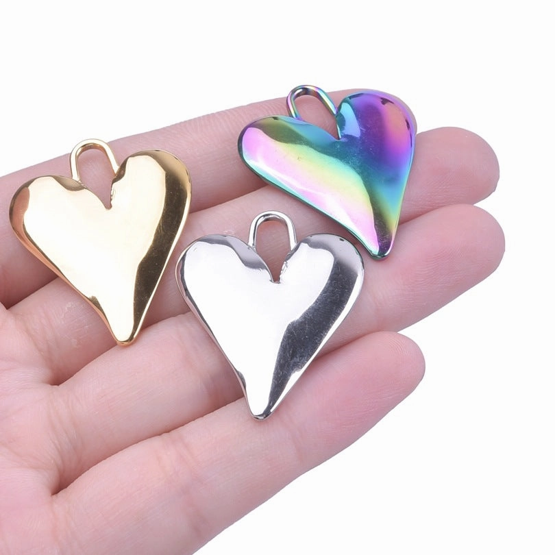 Wholesale Love Heart Steel Gold Titanium Steel Colorful Pendant Accessories