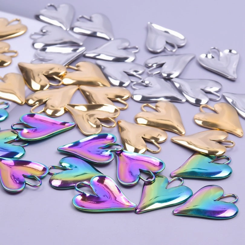 Wholesale Love Heart Steel Gold Titanium Steel Colorful Pendant Accessories