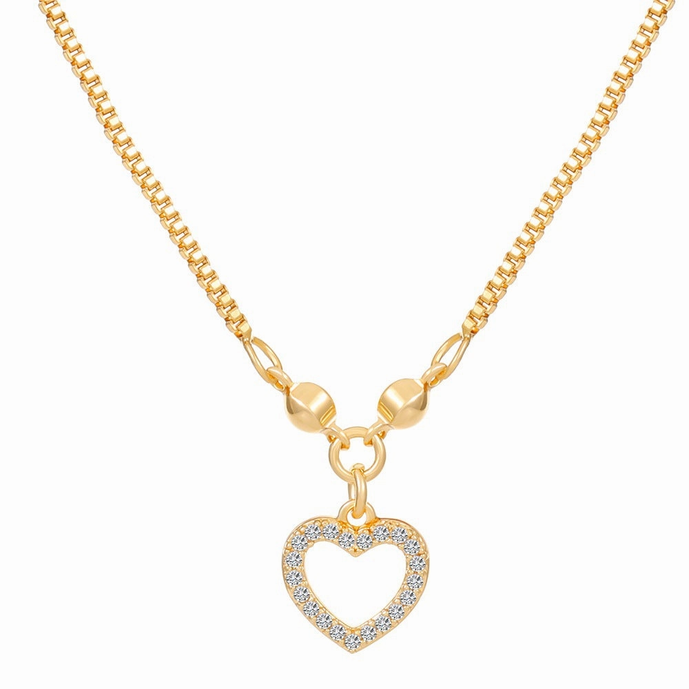 Wholesale Love Heart Vintage Butterfly Tassel Heart Shape Clavicle Alloy Necklaces