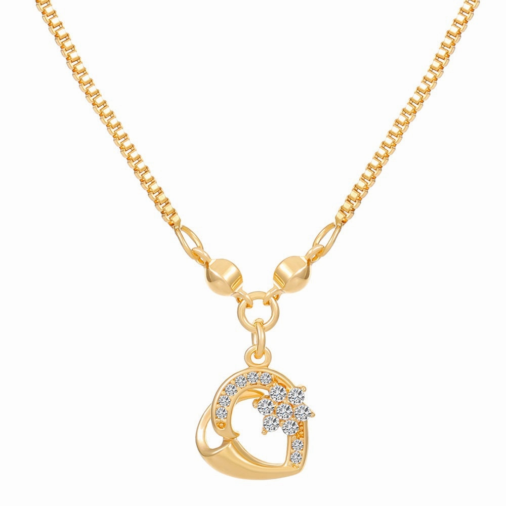 Wholesale Love Heart Vintage Butterfly Tassel Heart Shape Clavicle Alloy Necklaces