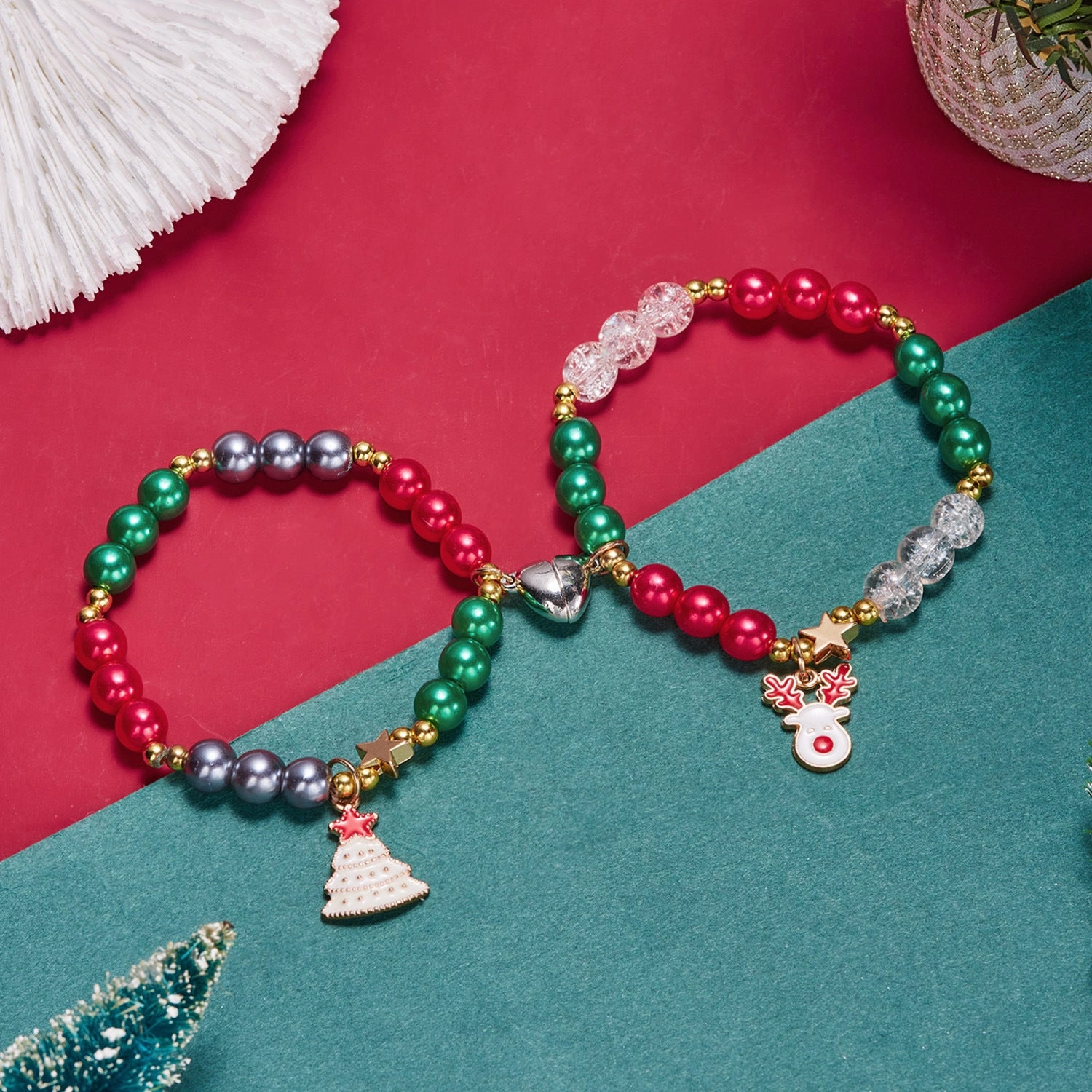 Wholesale Love Magnetic Creative Christmas Tree Elderly Couple Stretch Bracelet