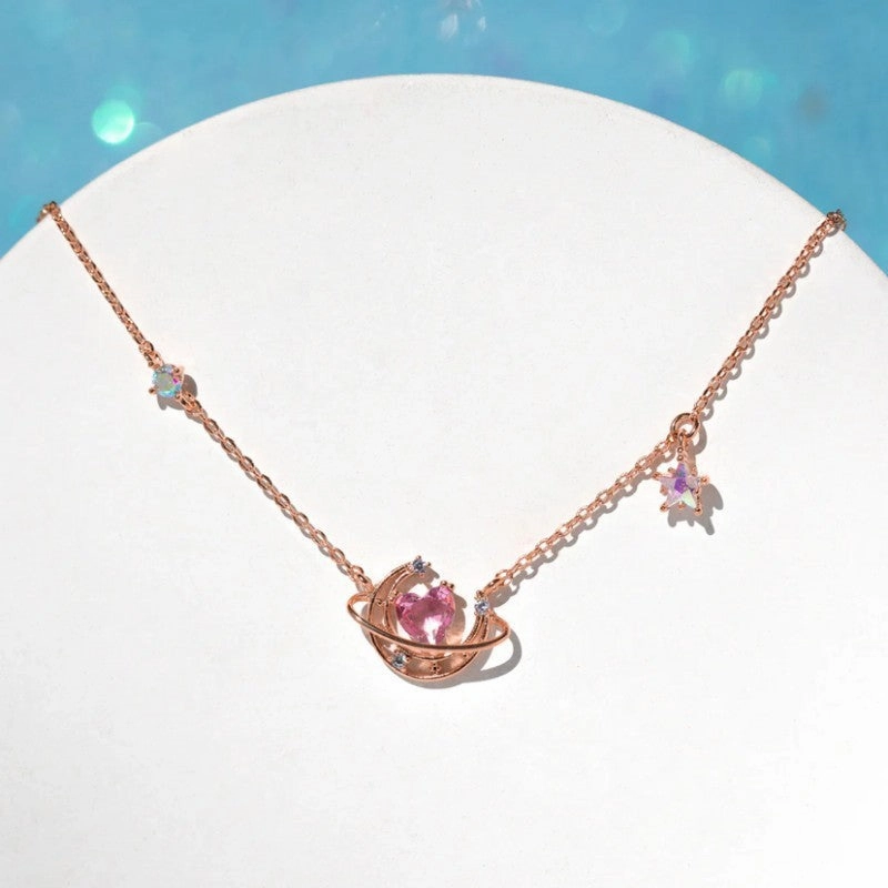 Wholesale Love Moon Copper Plated 18K Real Gold Necklaces