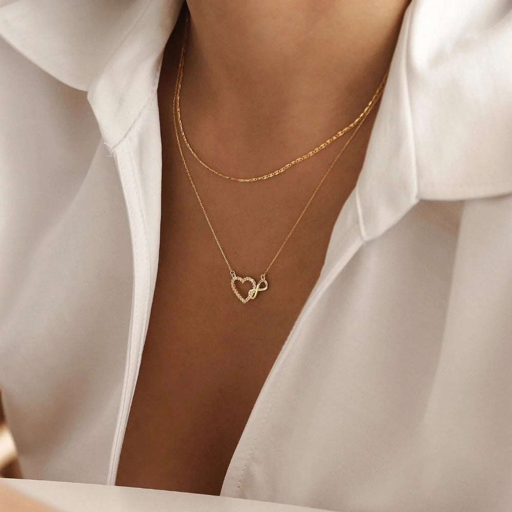 Wholesale love pendant Infinite Love eight-word necklace female heart-shaped clavicle chain simple Valentine's Day jewelry