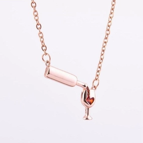 Wholesale Love Red Wine Bottles, Cups, Alloy Necklaces