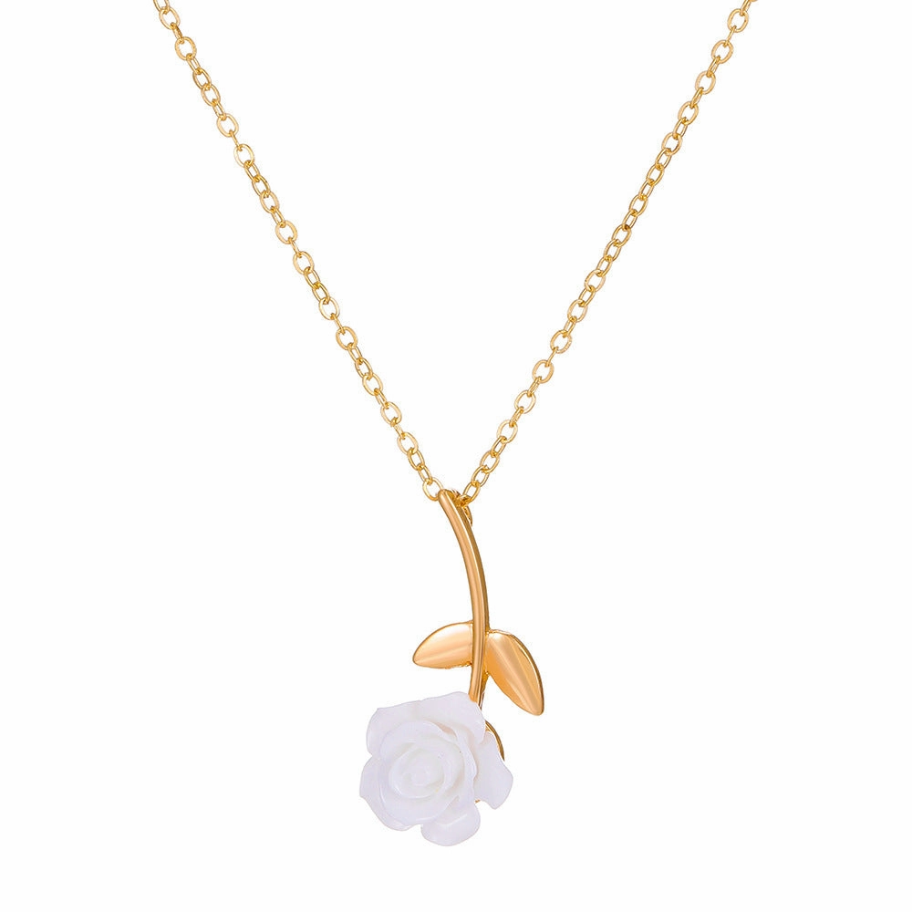 Wholesale Love Rose Necklace Gothic Wrapped Flower Heart-shaped Clavicle Chain Valentine's Day