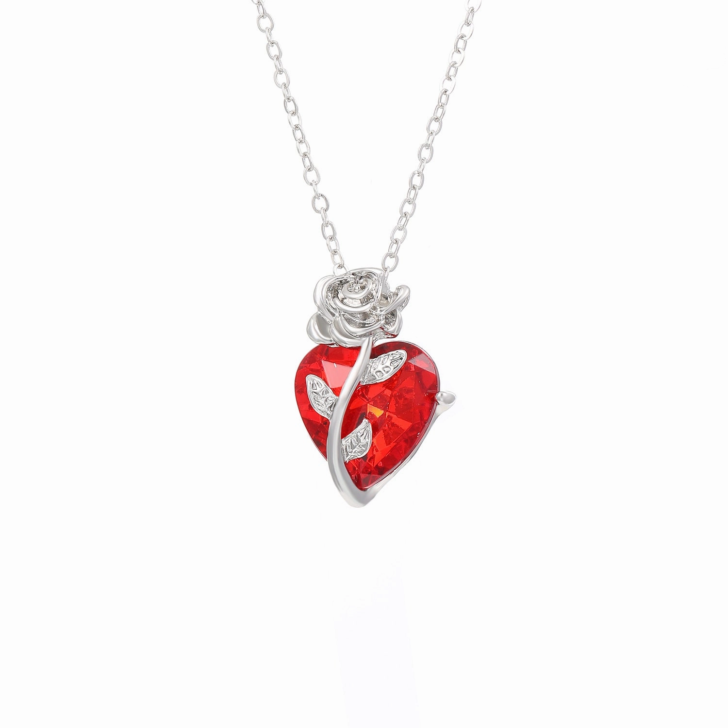 Wholesale Love Rose Necklace Gothic Wrapped Flower Heart-shaped Clavicle Chain Valentine's Day