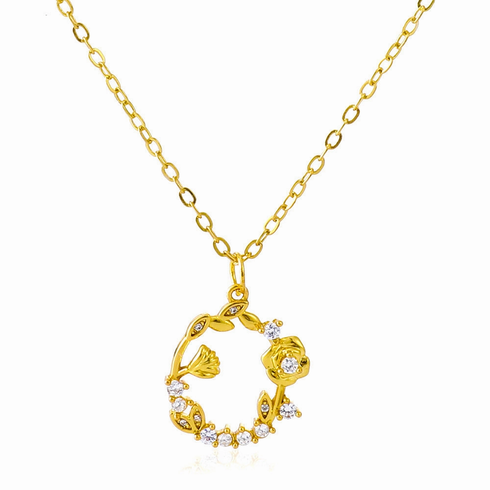 Wholesale Love Rose Necklace Gothic Wrapped Flower Heart-shaped Clavicle Chain Valentine's Day
