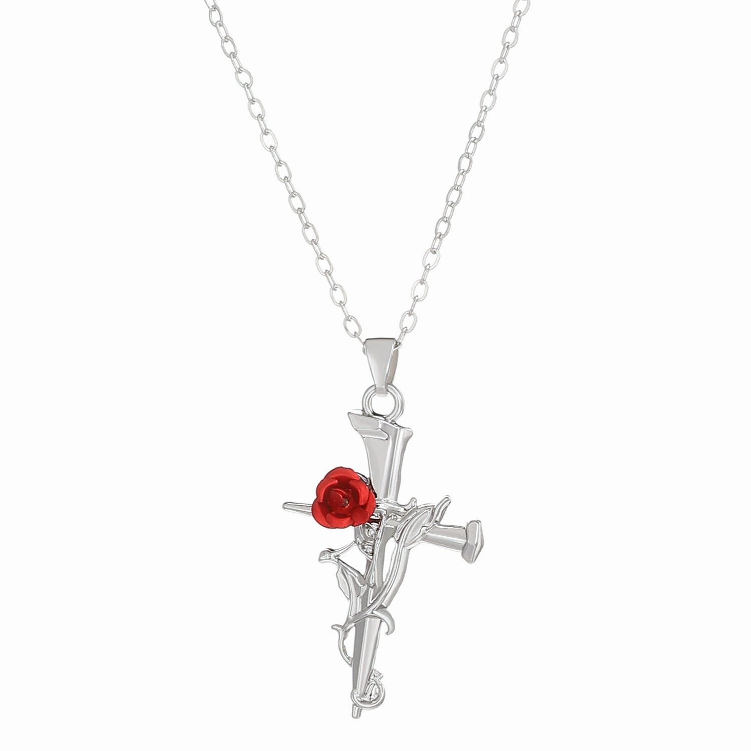 Wholesale Love Rose Necklace Gothic Wrapped Flower Heart-shaped Clavicle Chain Valentine's Day