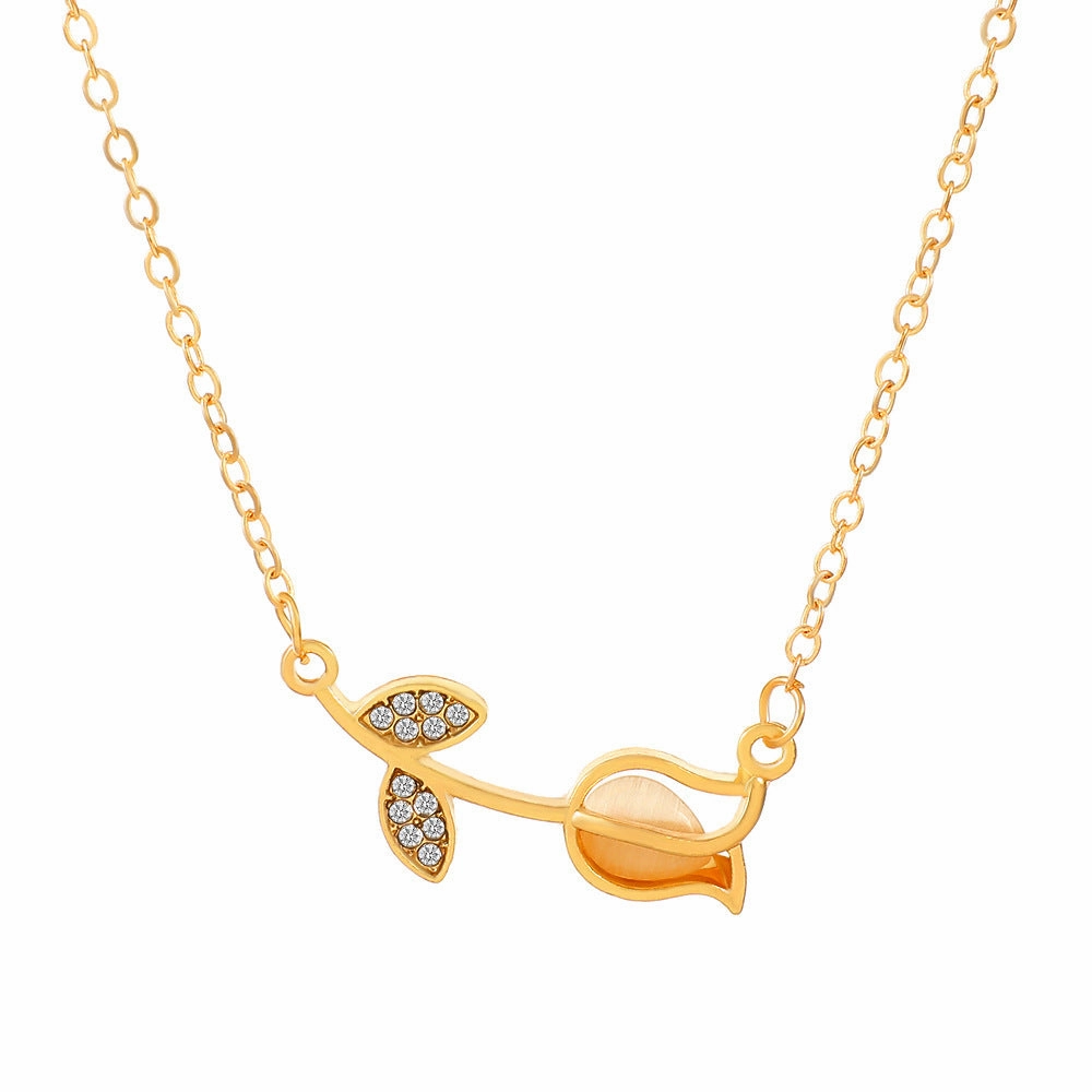 Wholesale Love Rose Necklace Gothic Wrapped Flower Heart-shaped Clavicle Chain Valentine's Day