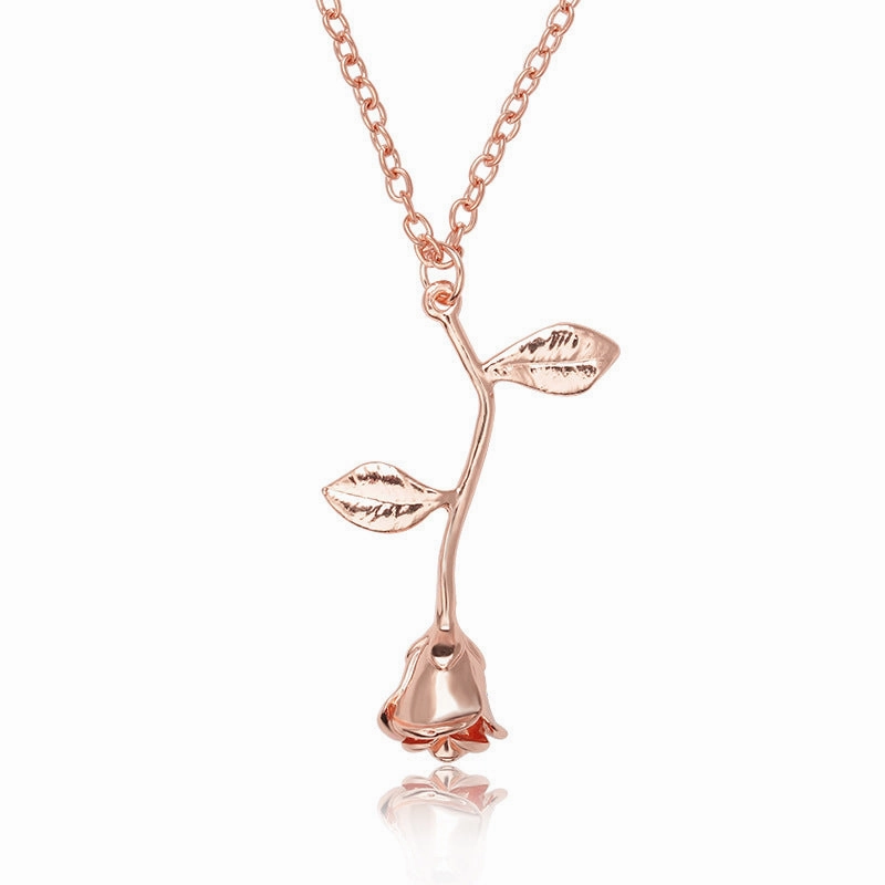 Wholesale Love Rose Necklace Gothic Wrapped Flower Heart-shaped Clavicle Chain Valentine's Day