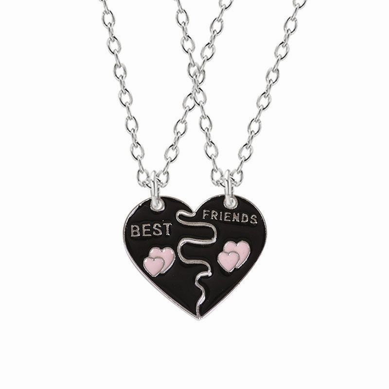 Wholesale Love Stitching BEST FRIENDS Alloy Necklace Clavicle Chain Two-piece Set