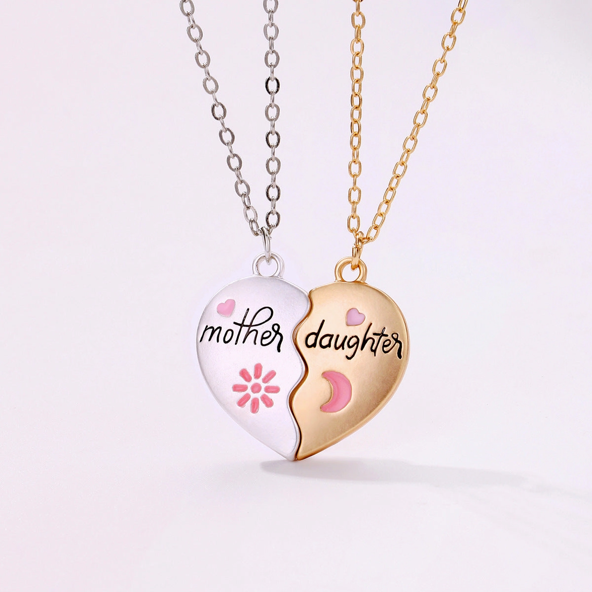 Wholesale Love stitching parent-child necklace mother and daughter magnetic pendant