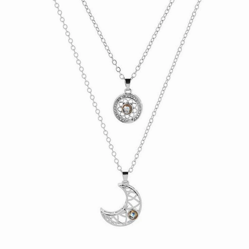 Wholesale Love Sun and Moon Camera Couple Projection Pair of Pendant Magnet Constellation Clavicle Necklaces