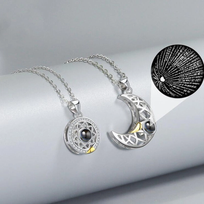 Wholesale Love Sun and Moon Camera Couple Projection Pair of Pendant Magnet Constellation Clavicle Necklaces