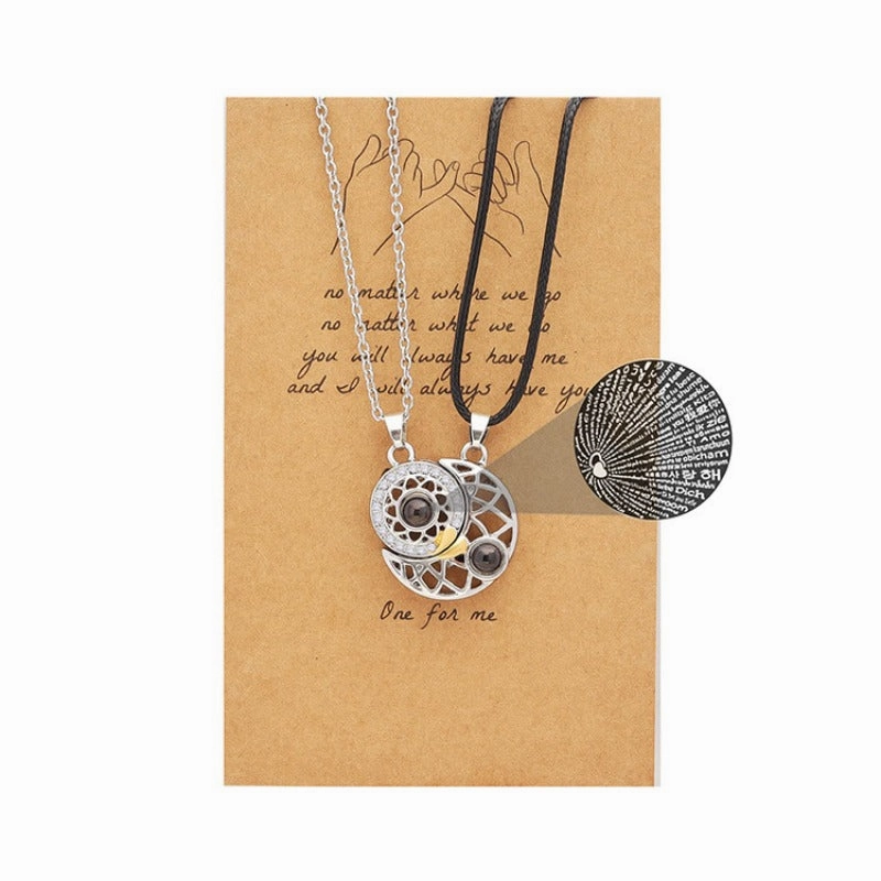 Wholesale Love Sun and Moon Camera Couple Projection Pair of Pendant Magnet Constellation Clavicle Necklaces