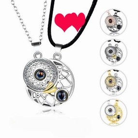 Wholesale Love Sun and Moon Camera Couple Projection Pair of Pendant Magnet Constellation Clavicle Necklaces