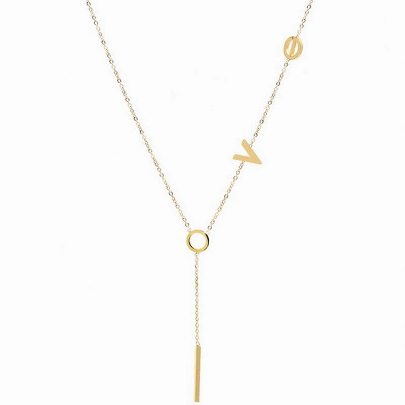 Wholesale LOVE Tassel Necklace Chain Women's Summer Collarbone Chain Simple Niche Woolen Chain Without Fading Valentine's Day