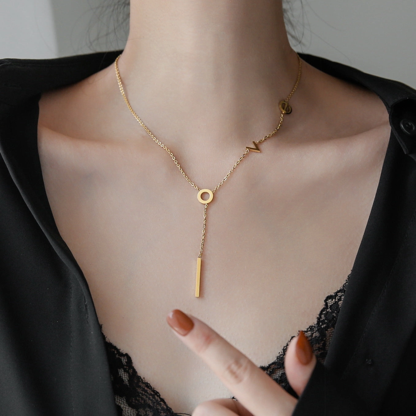 Wholesale LOVE Tassel Necklace Chain Women's Summer Collarbone Chain Simple Niche Woolen Chain Without Fading Valentine's Day