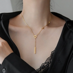 Wholesale LOVE Tassel Necklace Chain Women's Summer Collarbone Chain Simple Niche Woolen Chain Without Fading Valentine's Day